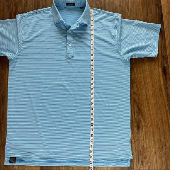 Turtleson Mens Golf Polo Shirt XL Performance Stretch Blue Stripes Sharks Tooth - Picture 7 of 9
